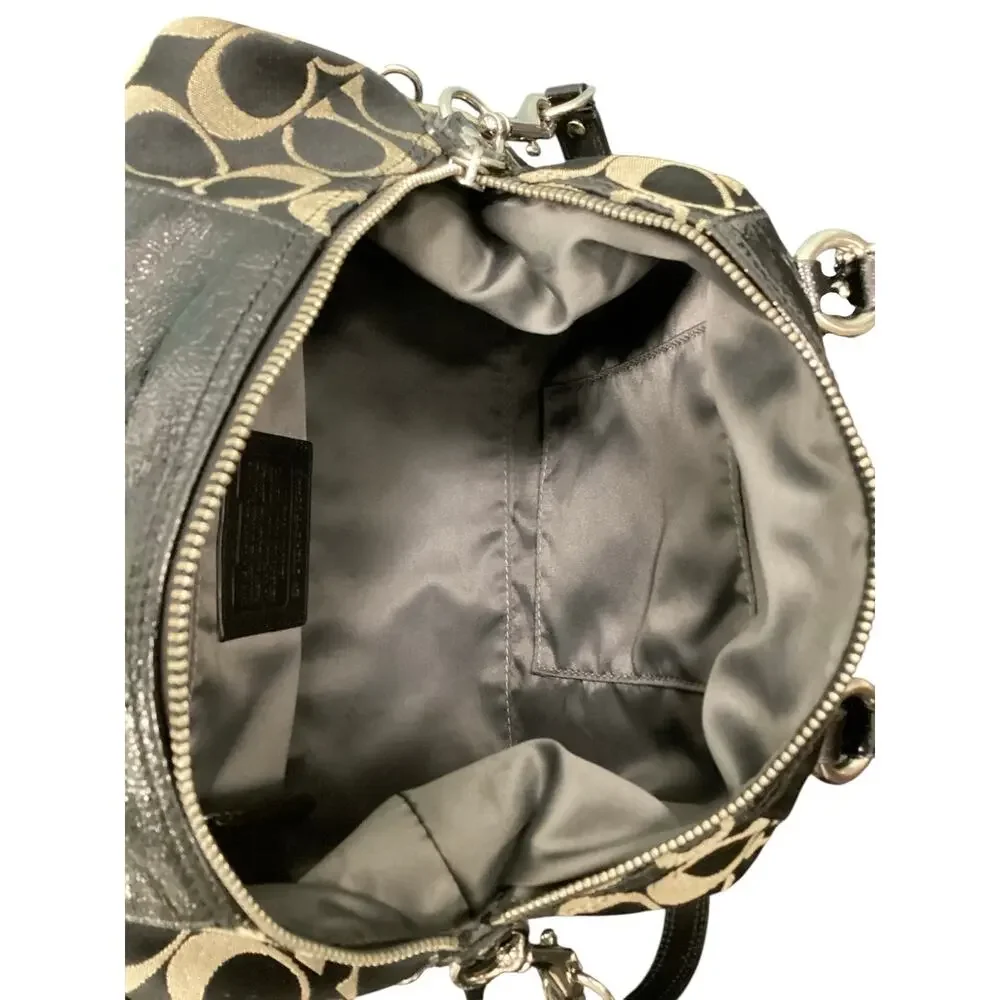 Coach Bag Ashley Satchel Black & Silver F15443